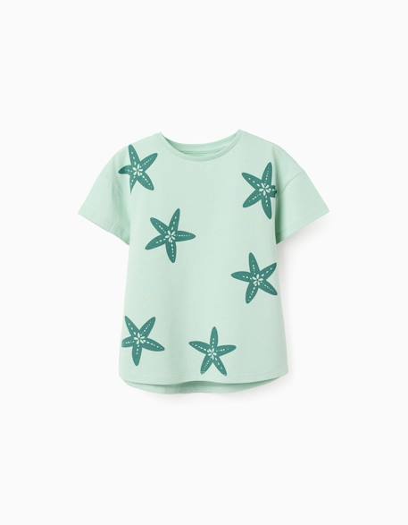 Fille-T-shirt, sous-pull-T-shirt-T-shirt en coton avec imprimé étoile de mer