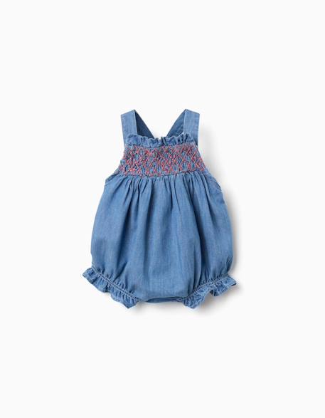 Bébé-Barboteuse en jean avec broderie et volants