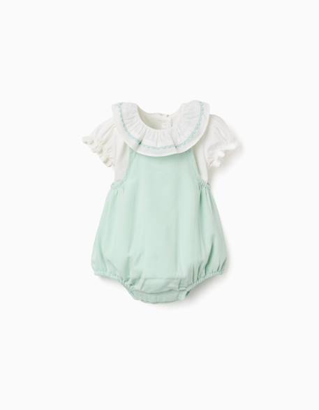 Bébé-Ensemble-Body à manches courtes et volants + barboteuse