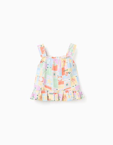 Fille-T-shirt, sous-pull-T-shirt-Débardeur en coton avec imprimé coloré