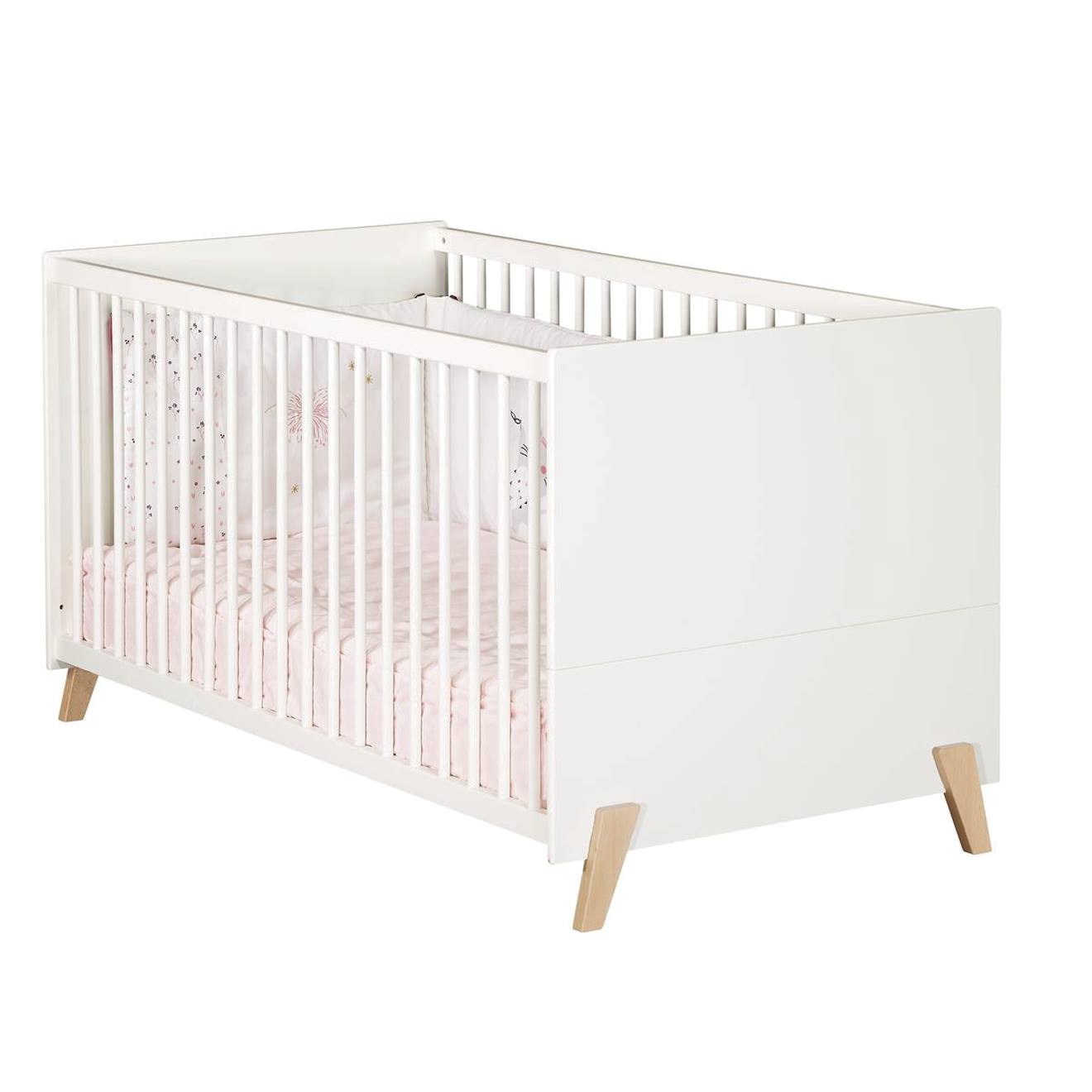 Lit Évolutif - Little Big Bed Sur Pieds En Bois - Joy Blanc/marron (Baby Price) - Image 1