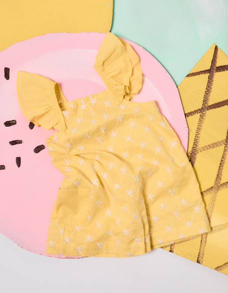 Bébé-Salopette, combinaison-Combinaison courte en coton avec broderie et volants b&s