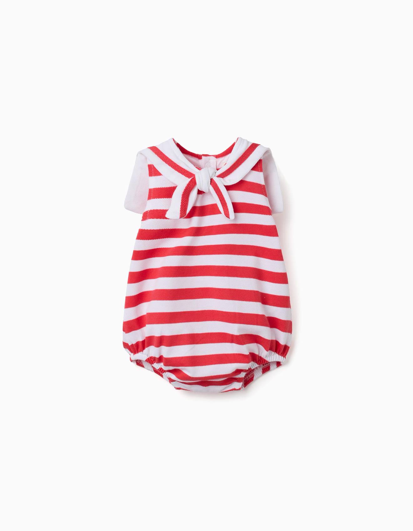 Barboteuse En Maille Rayures Et Col Marin Rouge 17 €
