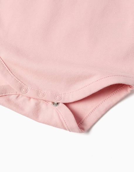 Body en coton avec col claudine Blanc+Rose clair 8 - vertbaudet enfant 