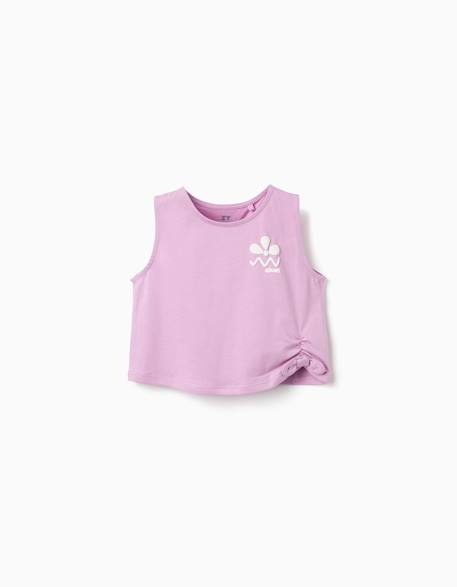 Fille-T-shirt, sous-pull-T-shirt-T-shirt sans manches en coton avec imprimé