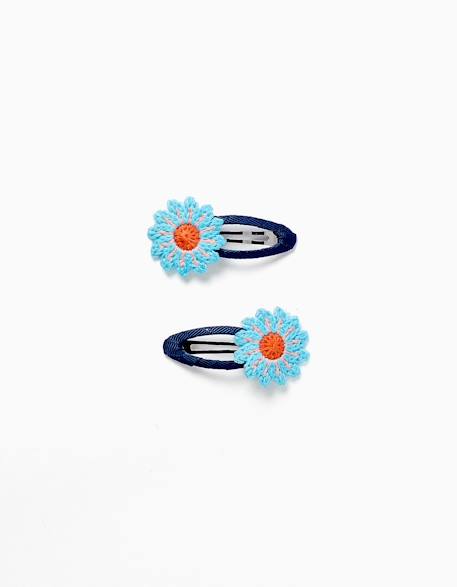 Fille-Lot de 2 pinces à cheveux avec fleurs au crochet