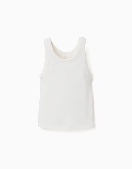 Fille-T-shirt, sous-pull-T-shirt-Débardeur en coton côtelé