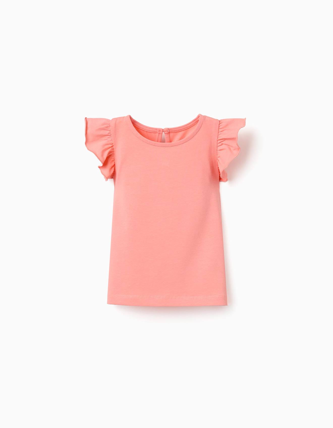 T-shirt Avec Manches Volants Et Col Rond Corail Clair 8 €