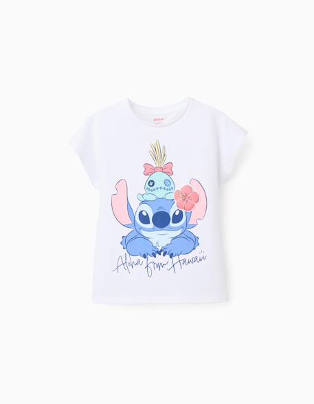 Fille-T-shirt, sous-pull-T-shirt-T-shirt en coton avec imprimé stitch et scrump