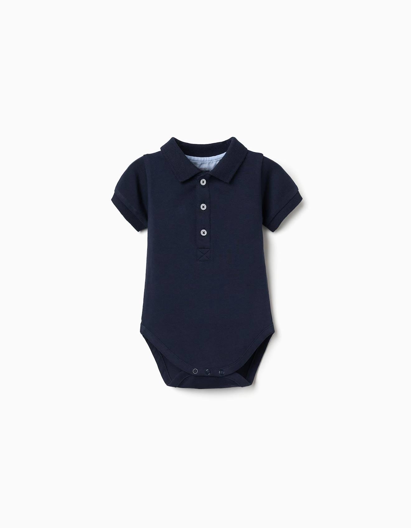 Body Polo En Coton Manches Courtes Bleu Fonc 15 €