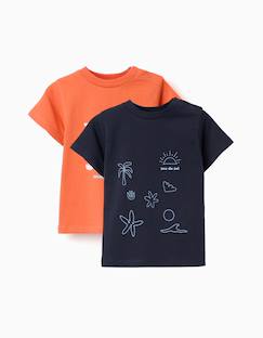 -Lot de 2 t-shirts en coton avec imprimés d'été