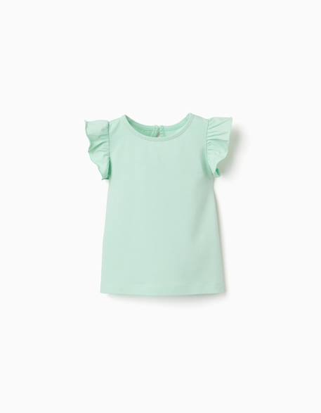 Bébé-T-shirt avec manches à volants et col rond