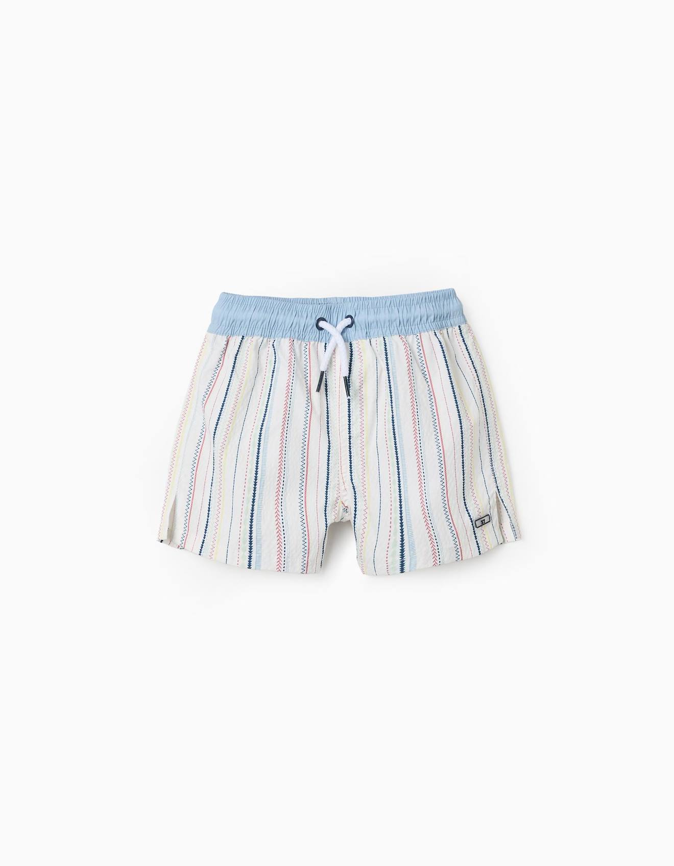 Short De Bain Rayures Ethniques Bs Bleu Clair 26$