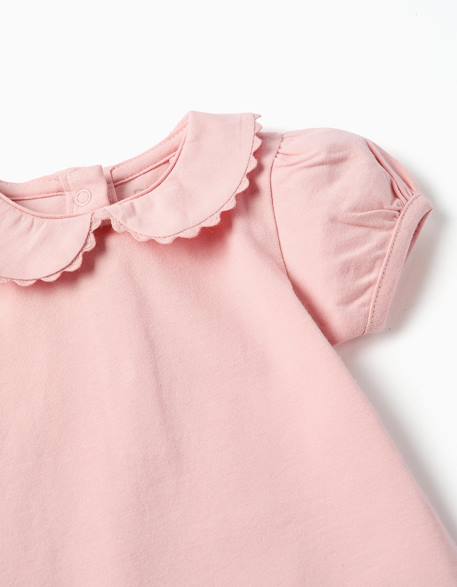Body en coton avec col claudine Blanc+Rose clair 7 - vertbaudet enfant 