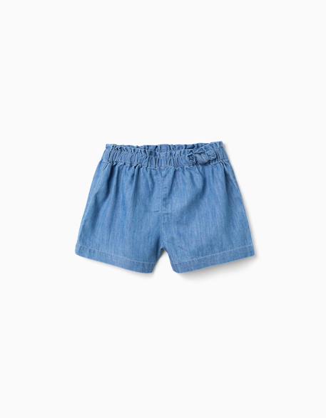 Bébé-Short paperbag en jean avec nœud décoratif