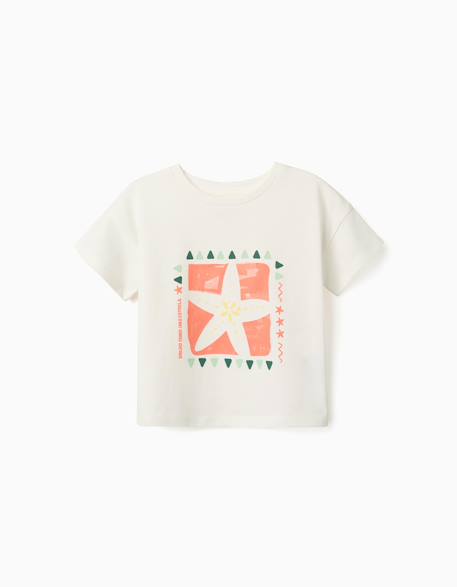 Fille-T-shirt, sous-pull-T-shirt-T-shirt en coton avec imprimé étoile de mer