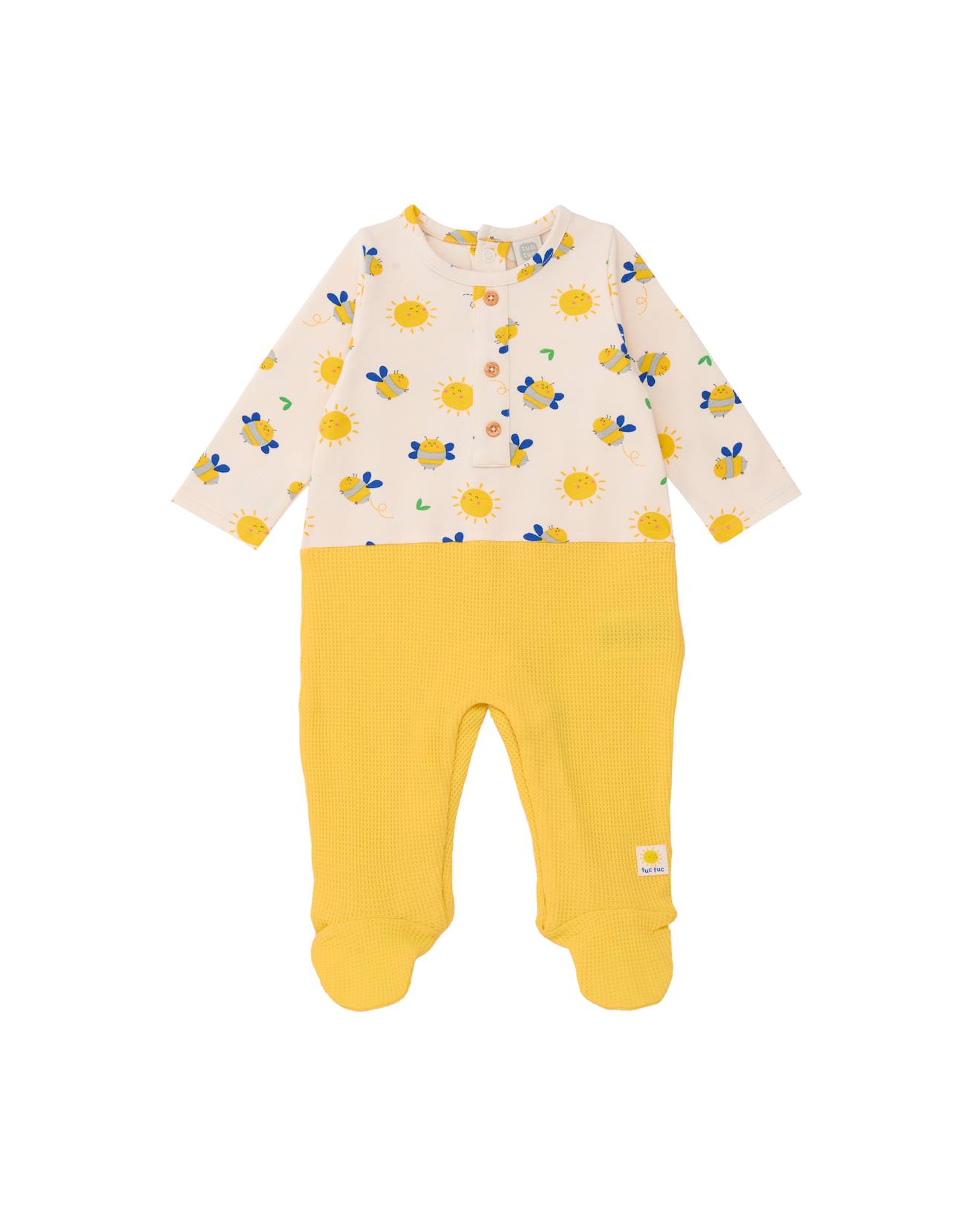 Pyjama En Tricot Pour Nouveau-né Avec Fermeture Pression Jaune
