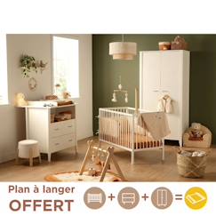 Chambre bébé 3 pièces , lit bébé 120x60 à barreaux, commode à langer, armoire 2 portes - angele  - vertbaudet enfant