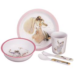 Puériculture-Repas-Vaisselle, coffret repas-Coffret repas ernest et célestine rose (5 pièces)