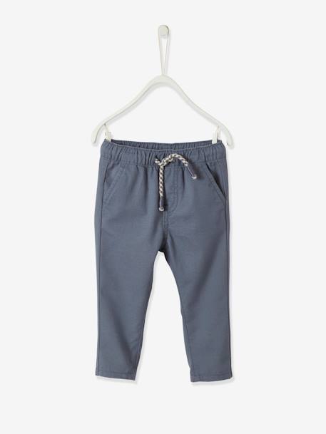 Pantalon Bebe Garcon En Toile A Taille Elastiquee Bleu Jean Vertbaudet