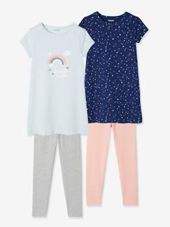 Fille-Pyjama, surpyjama-Lot de 2 chemises de nuit en jersey + leggings  Oeko-Tex®