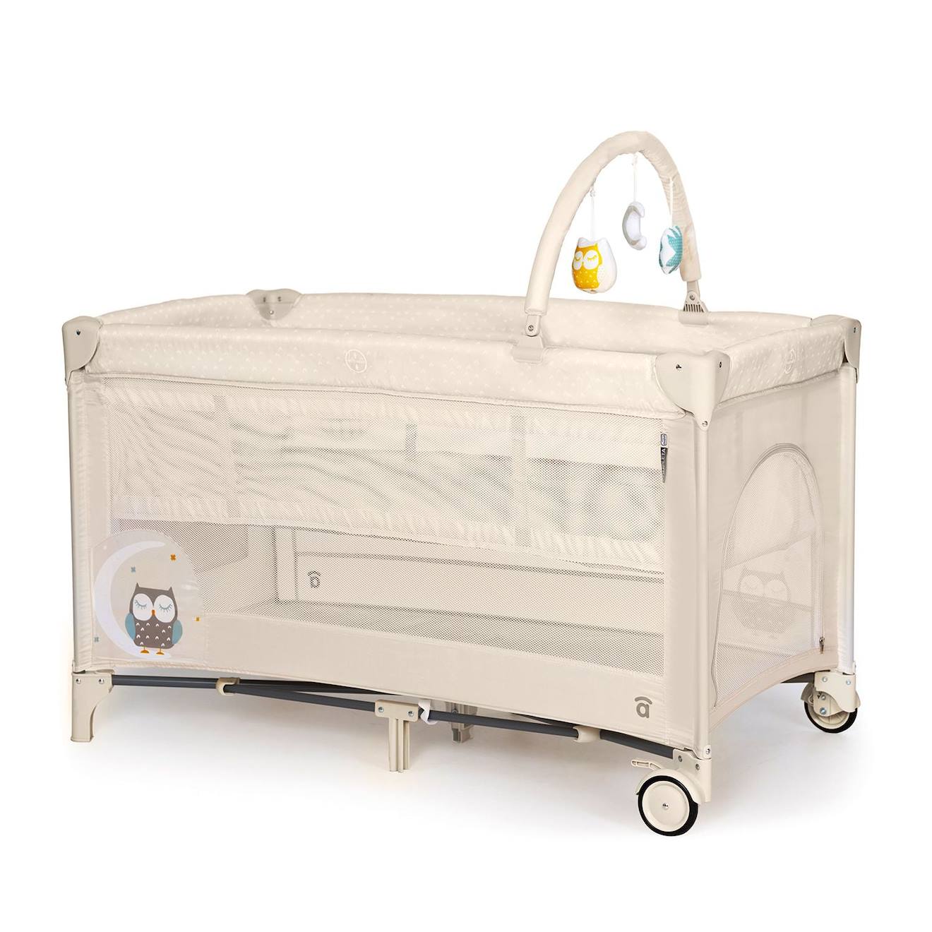 Lit De Voyage Double Hauteur Complet Duo Hibou Beige