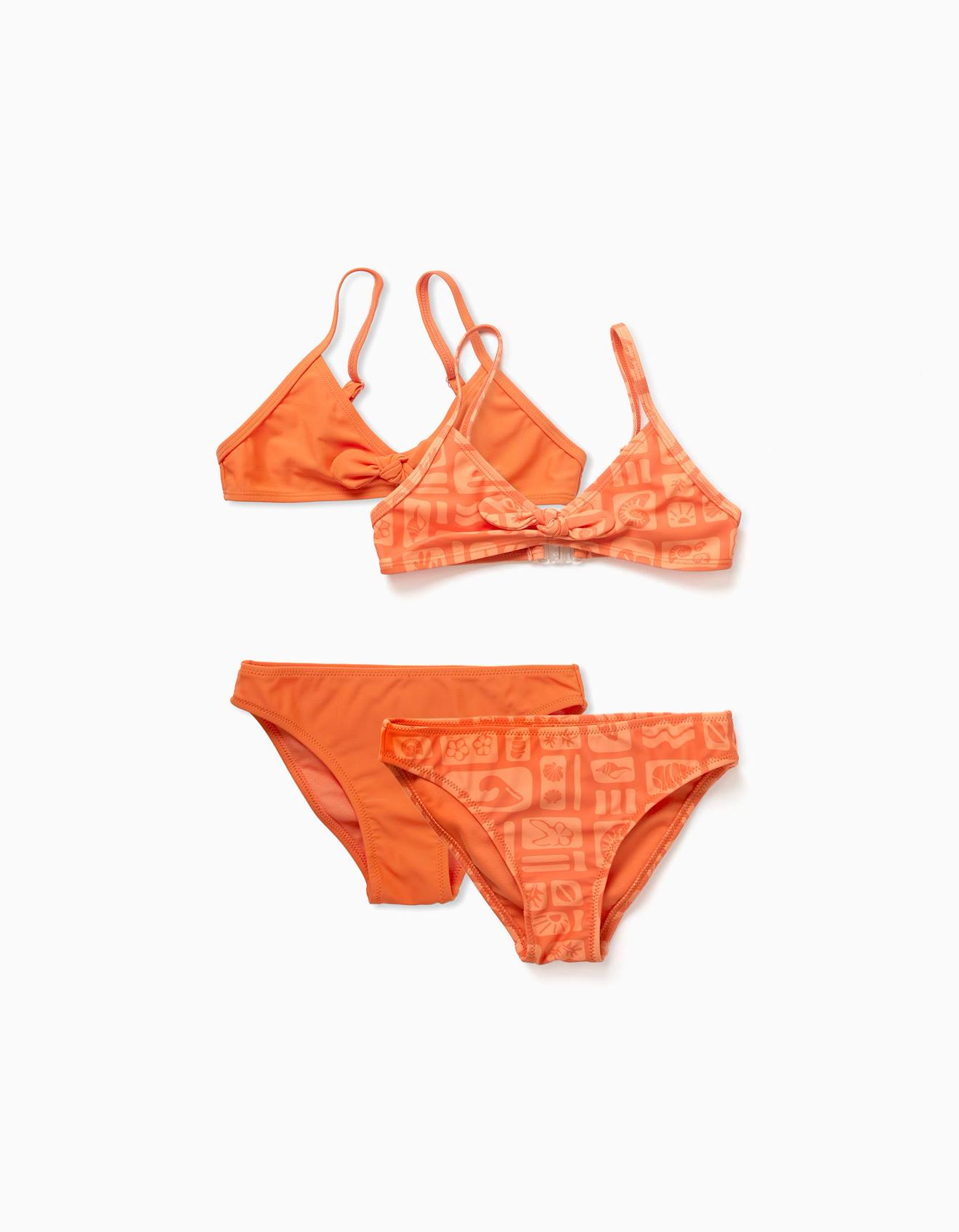 Lot De 2 Maillots De Bain 2 Pièces Avec Nœud Décoratif Orange Sombre