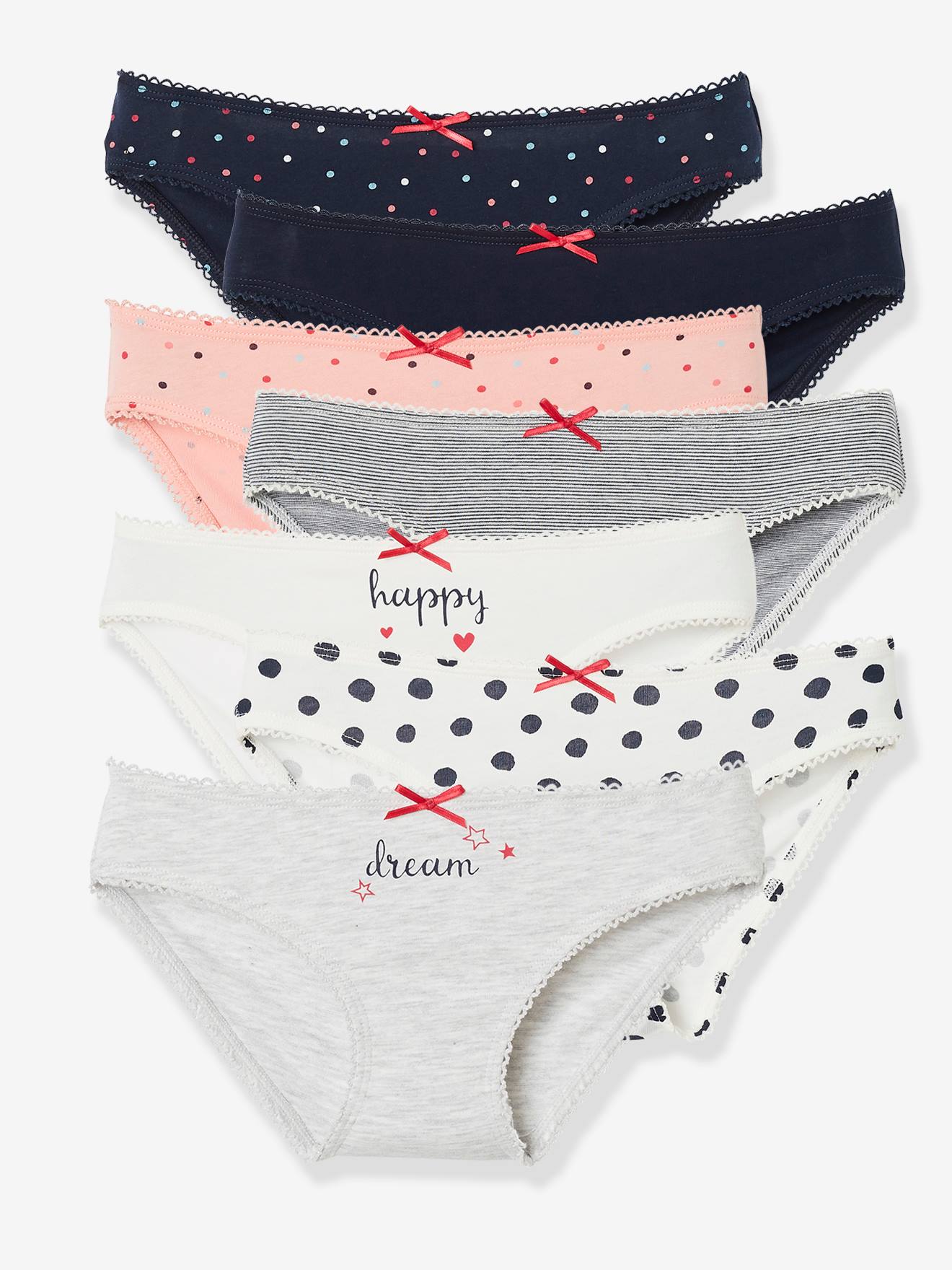 Lot de 7 culottes fille semainier Oeko-Tex® lot ivoire