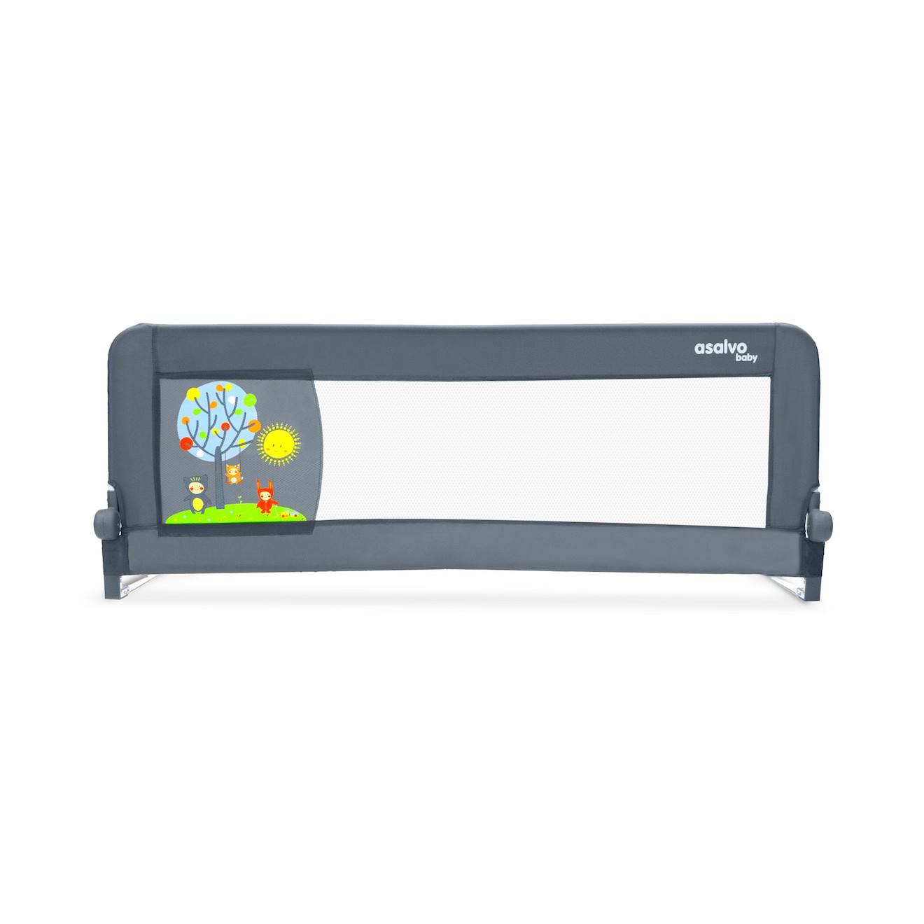 Barrière De Lit 2-en-1 De 150 Cm Pliable Animaux Gris