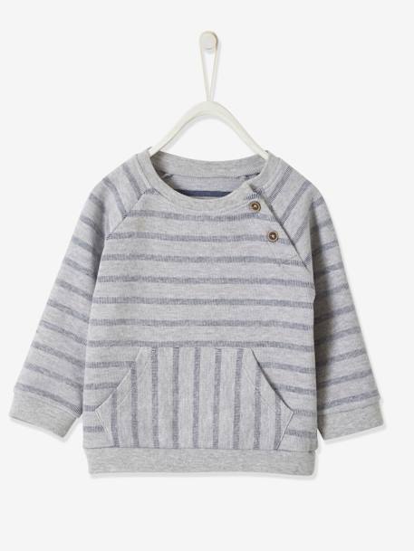 Sweat Bebe Garcon Rayures Fantaisie Oeko Tex Gris Bleu Vertbaudet
