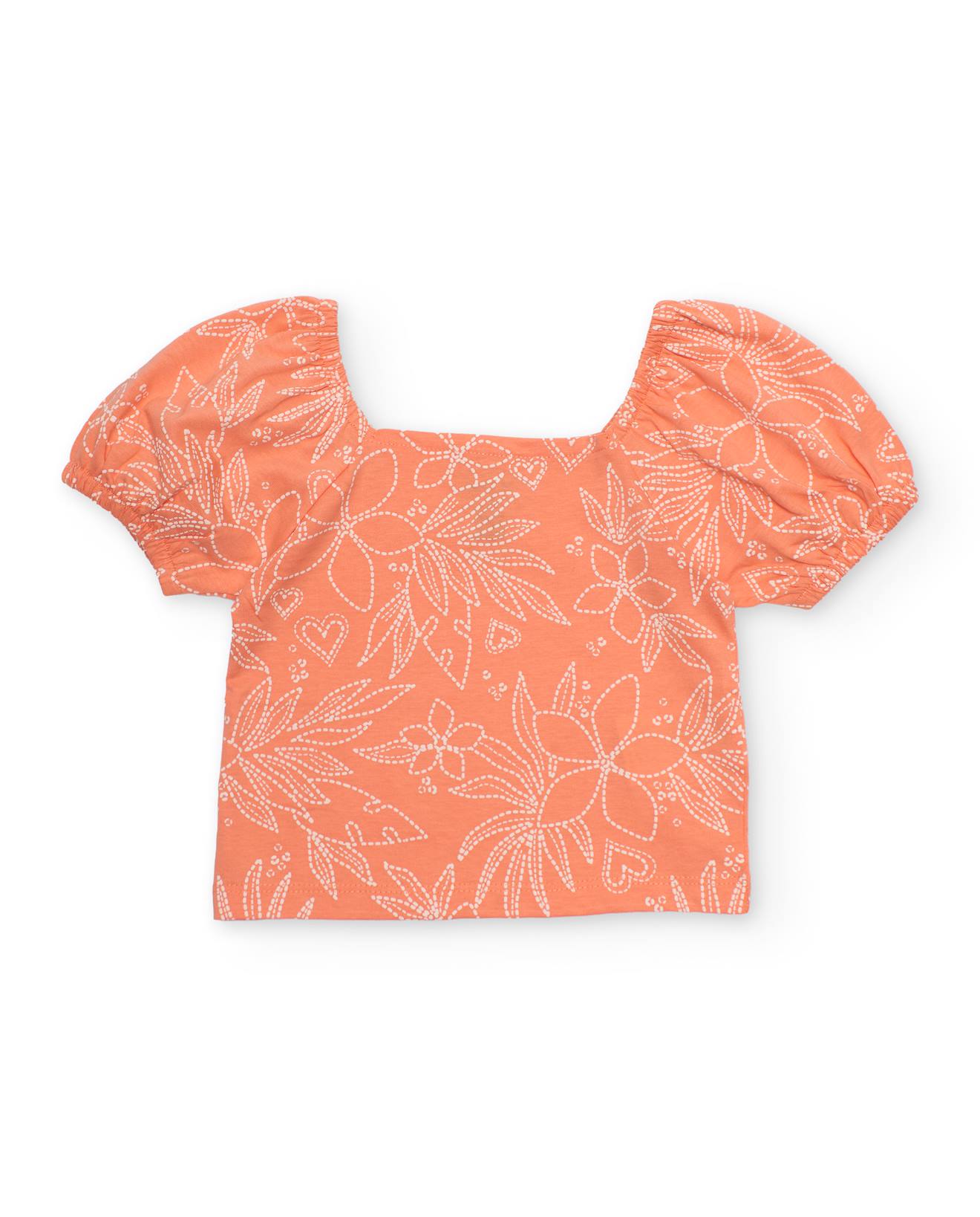 T-shirt Fille En Maille Avec Encolure Carrée Orange