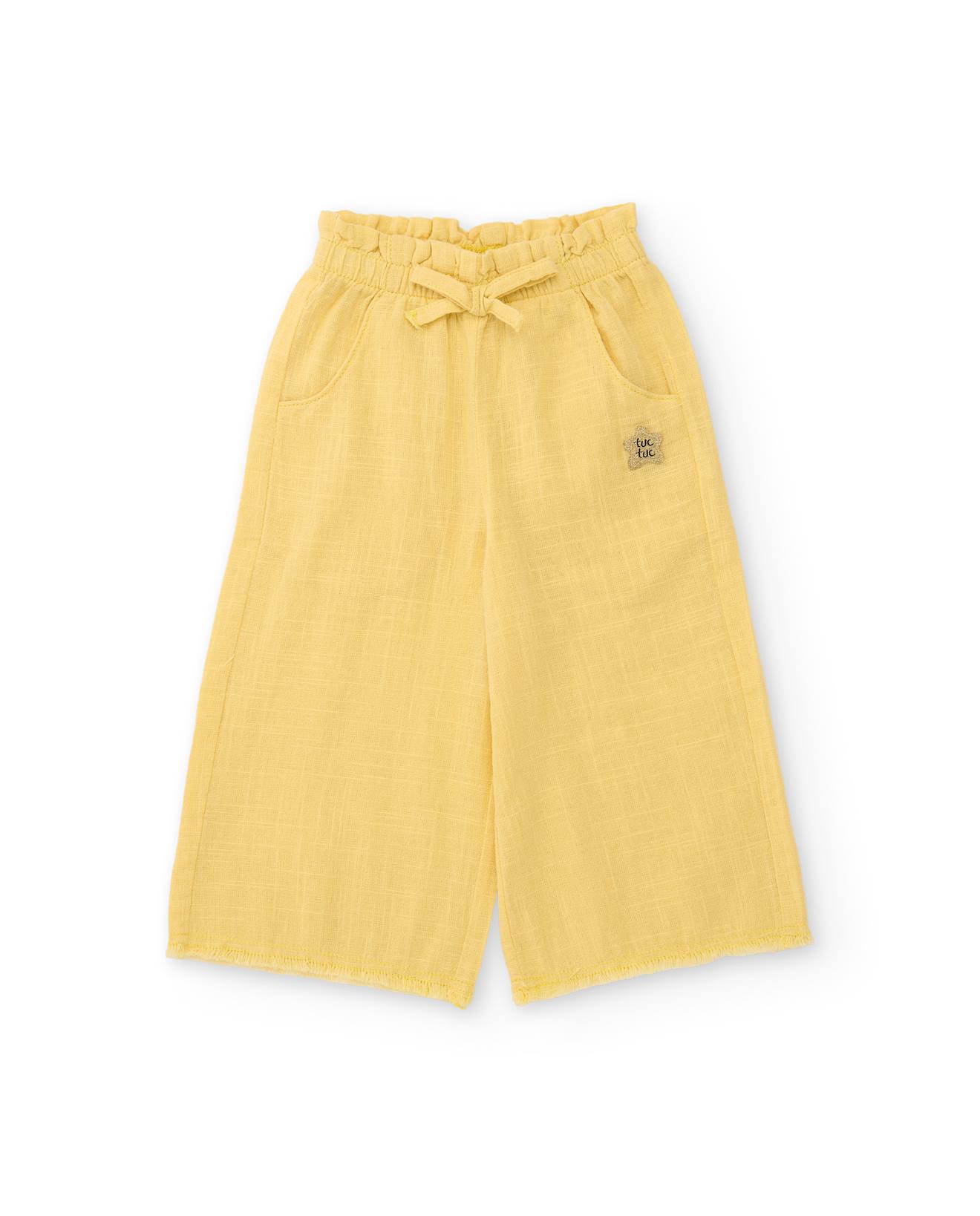 Pantalon Pour Fille En Tissu Coupe Culotte Jaune 23 €