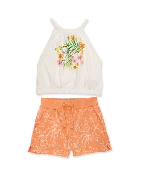 Ensemble fille en maille avec imprimé tropical  - vertbaudet enfant
