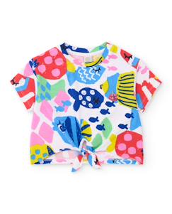-T-shirt en maille pour fille avec nœud sur le devant