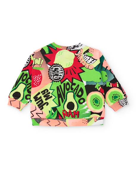 Sweat-shirt garçon en maille avec graphismes de bande dessinée Vert 2 - vertbaudet enfant 