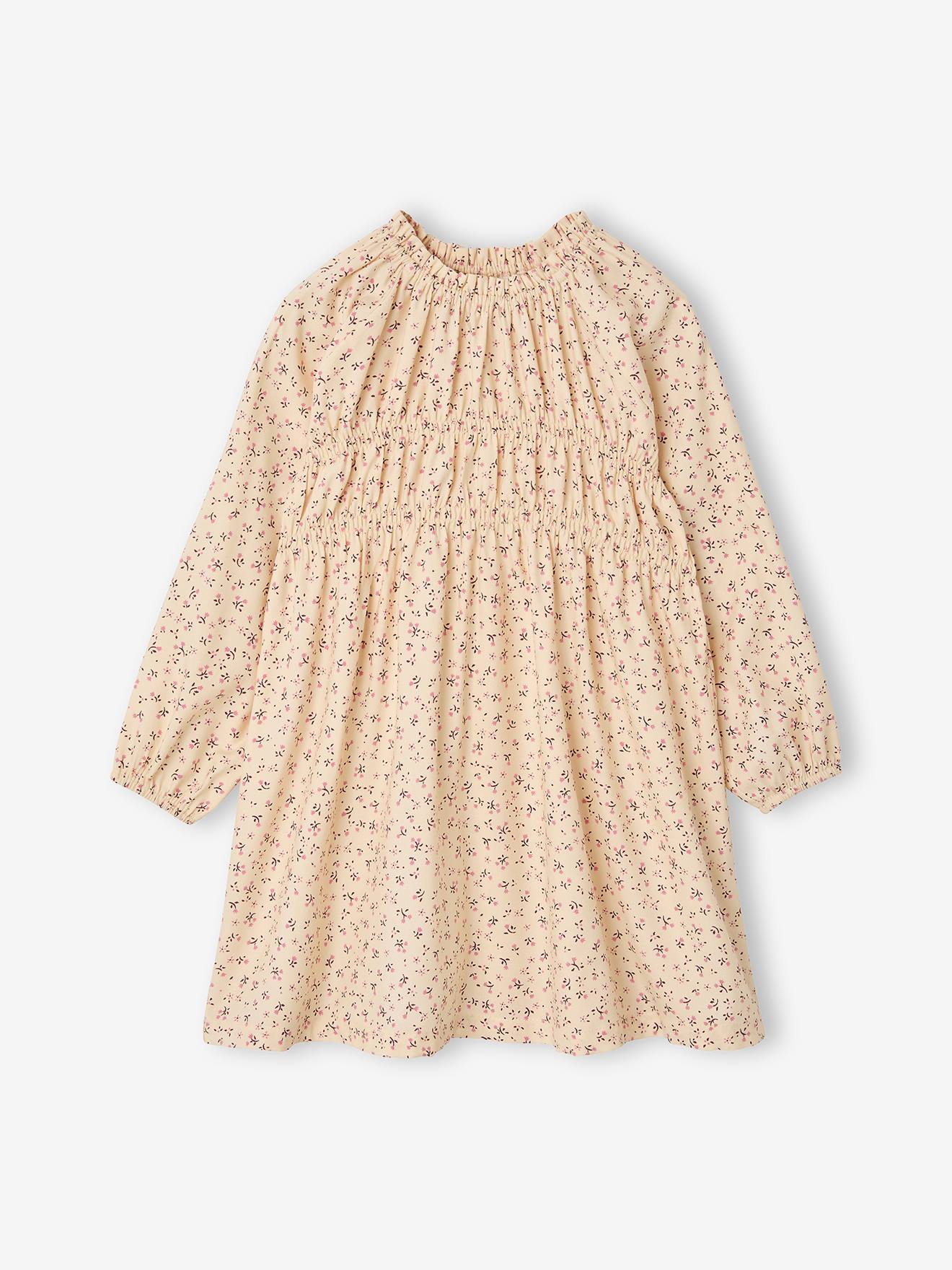 Robe courte fille manches longues écru