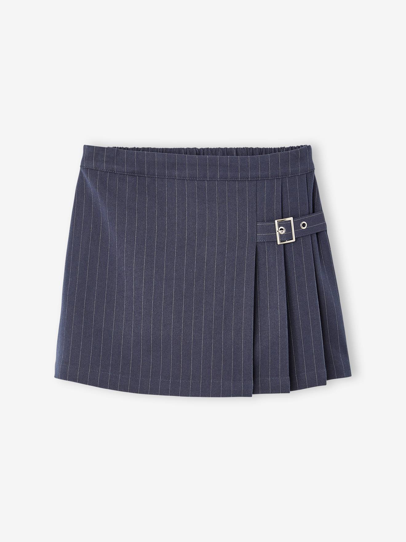Jupe-short plissée fille marine