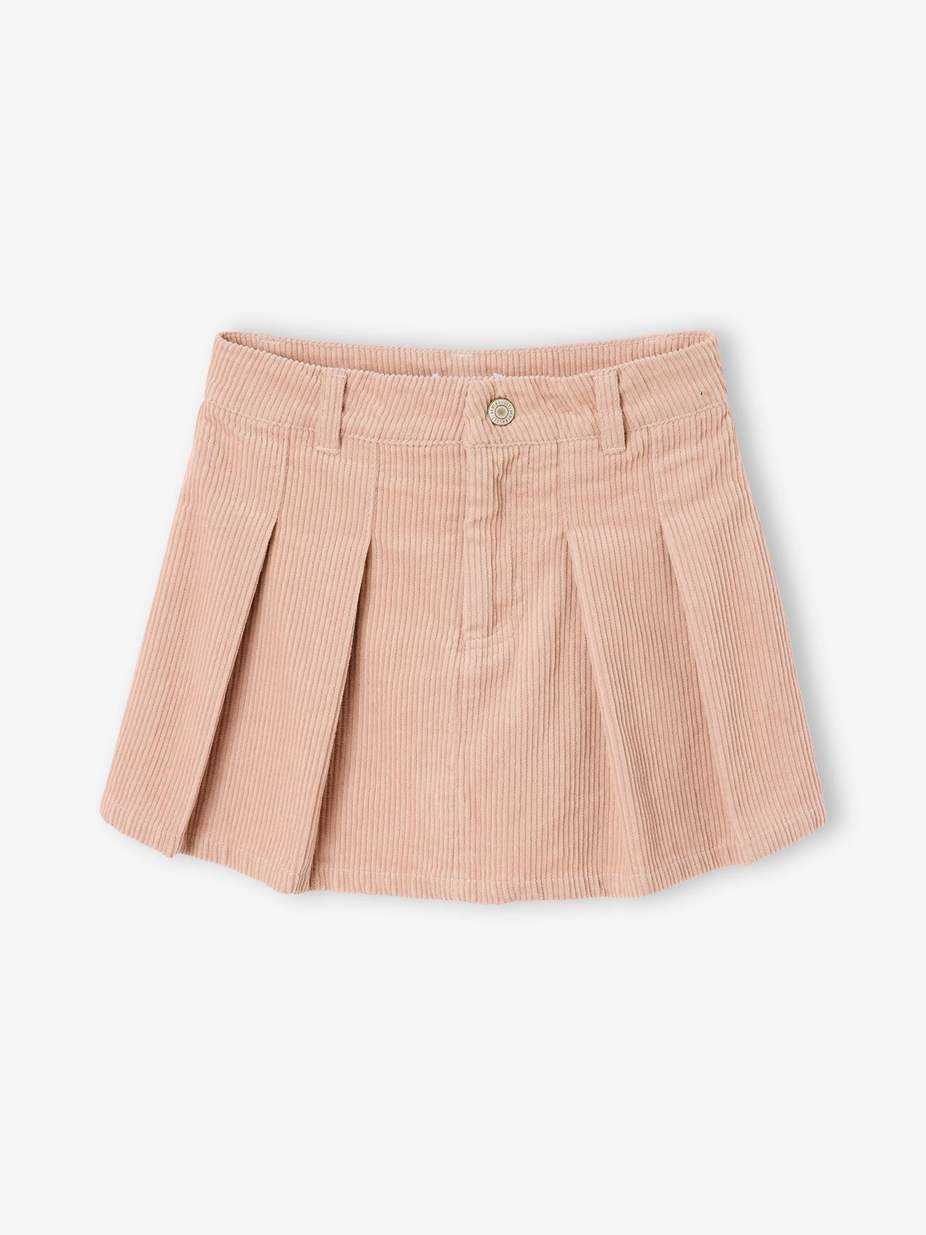 Jupe short fille plissée beige
