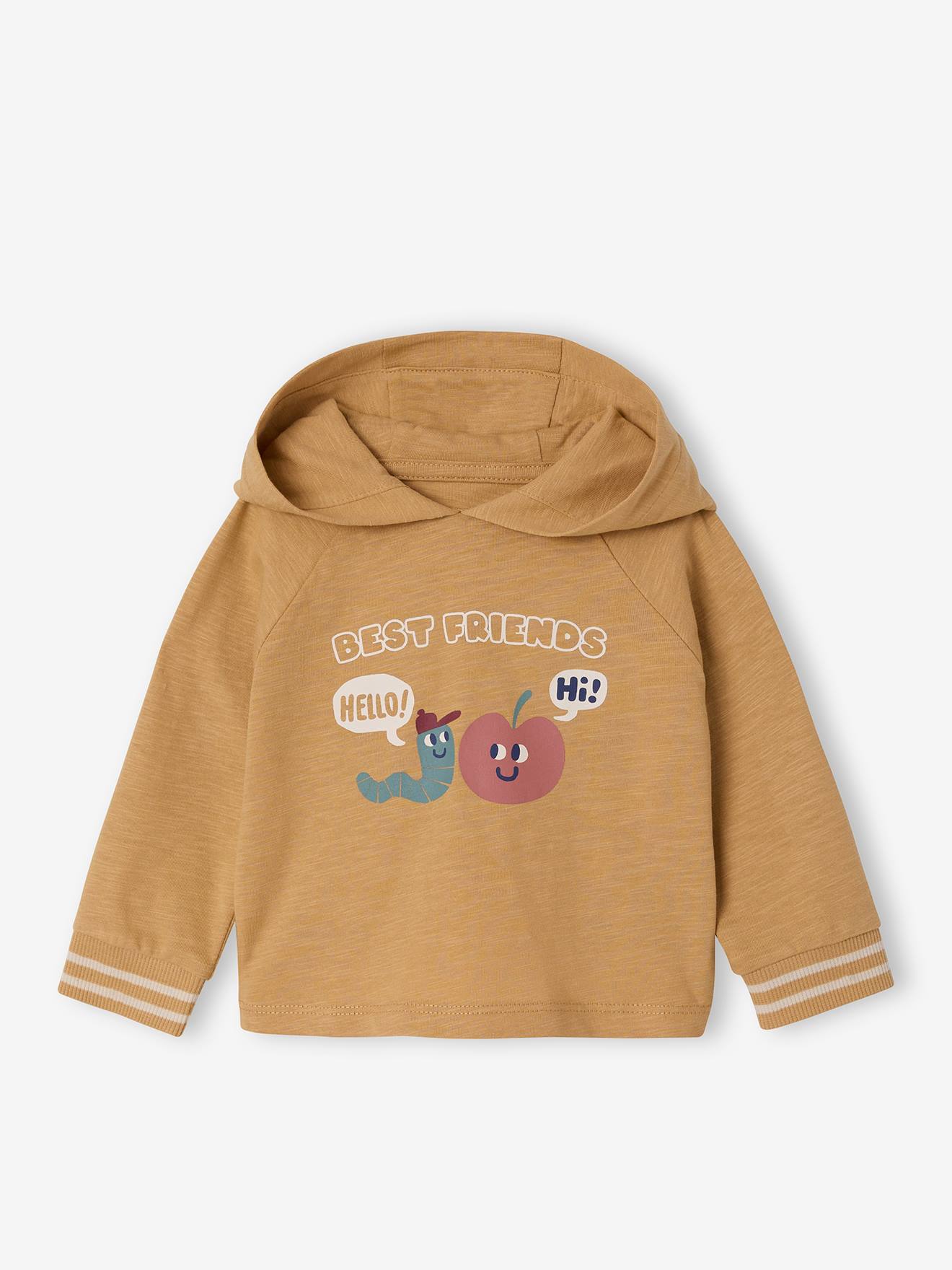T-shirt à capuche manches longues bébé garçon ocre
