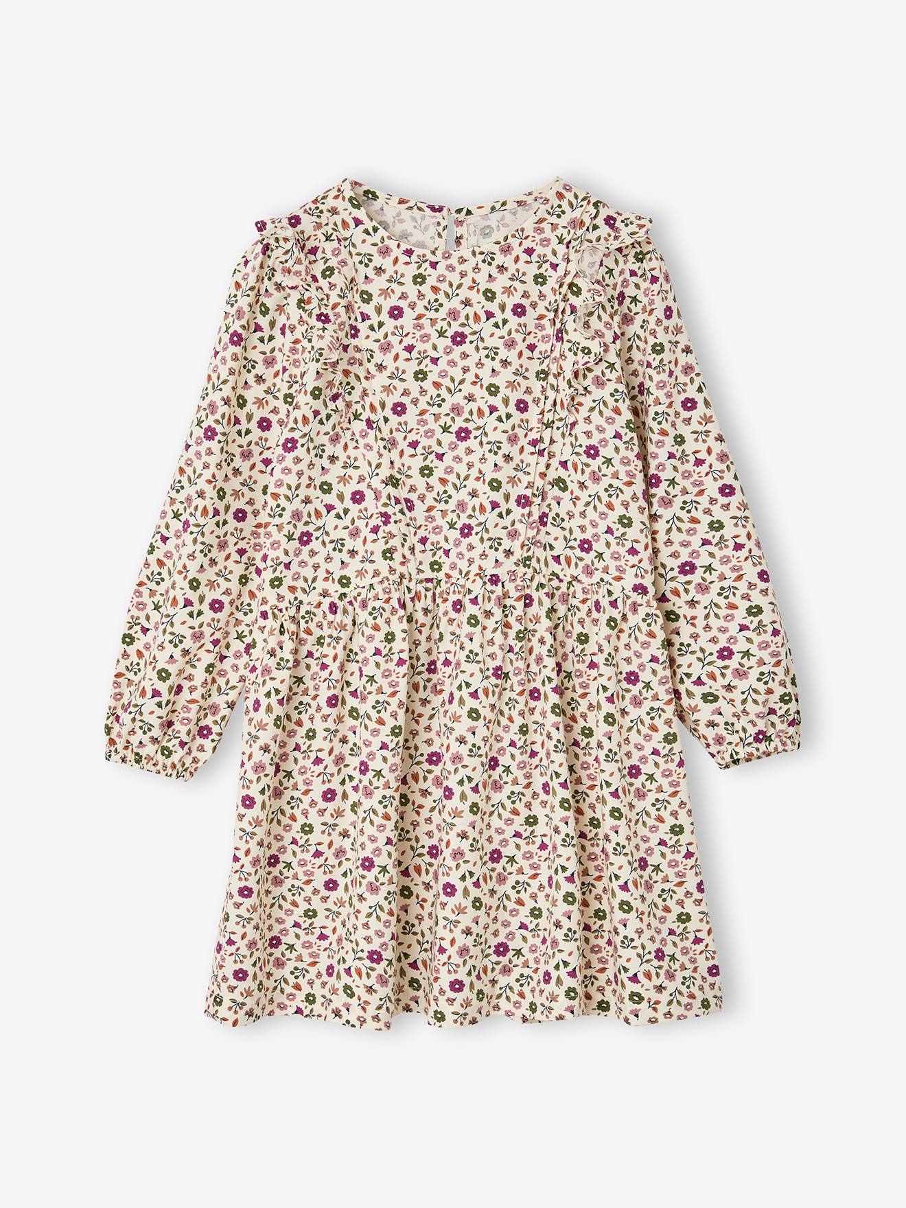Robe courte fille manches longues ivoire