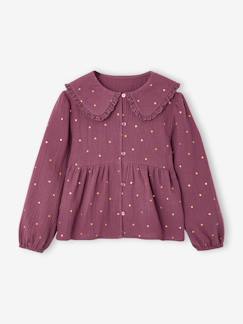 -Chemise fille gaze de coton col brodé