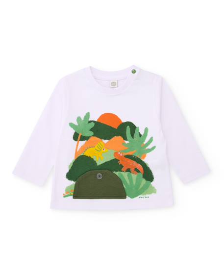 T-shirt garçon en maille avec application avec bouton  - vertbaudet enfant