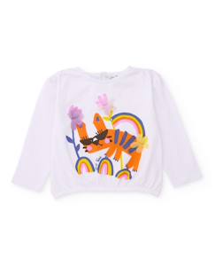-T-shirt pour fille en maille avec fleurs en relief