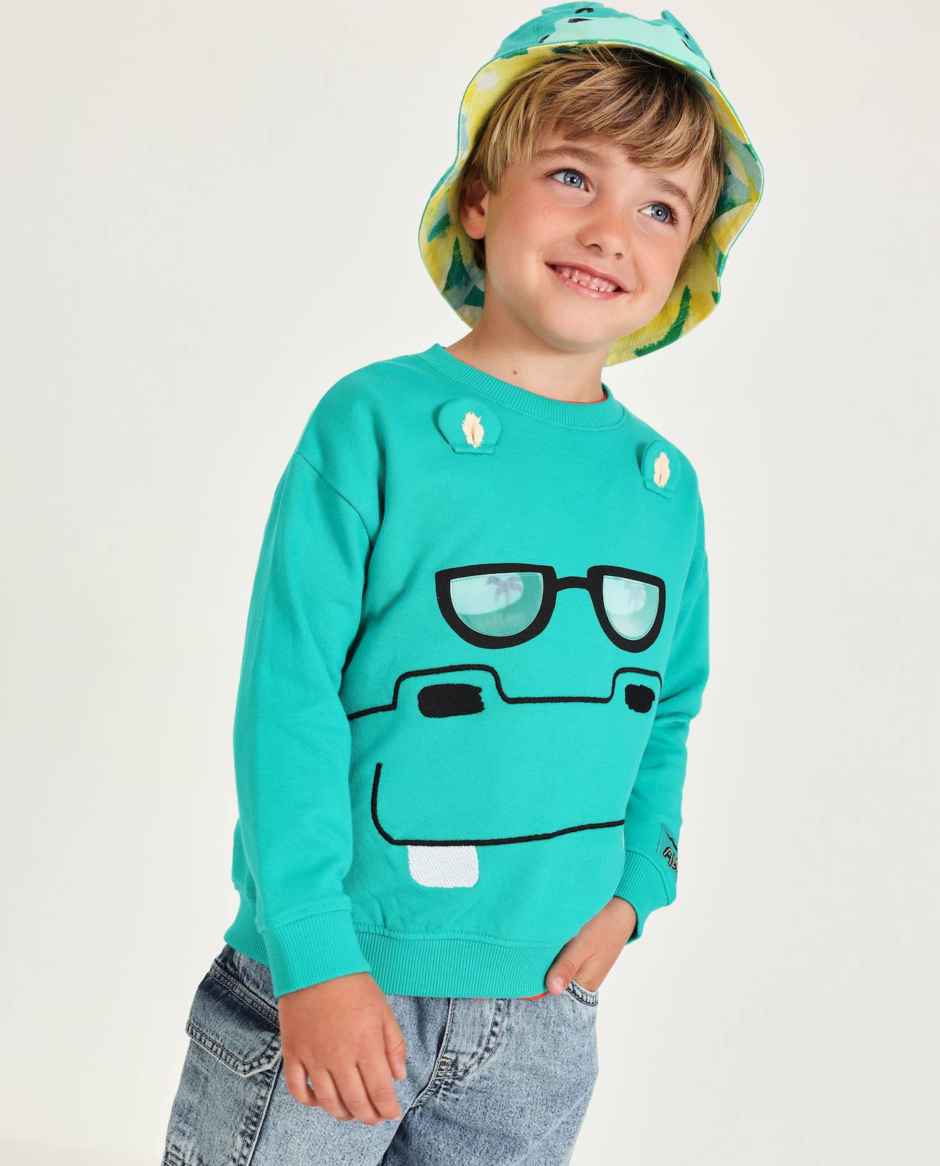 Sweat-shirt Garon En Maille Avec Motif Frontal Vert 22 €