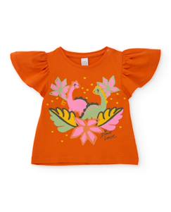 -T-shirt fille en maille avec manches à volants
