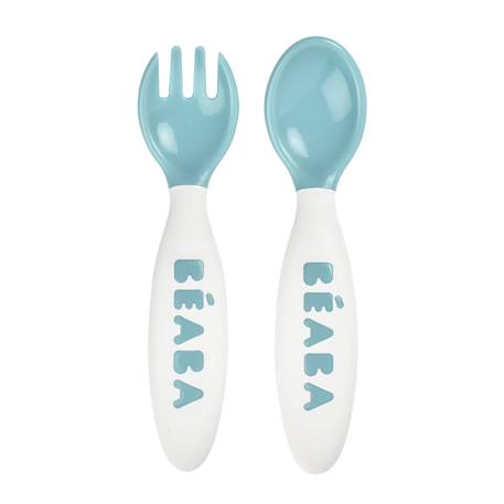 Béaba - Set De 2 Couverts Ergonomiques 2ème Âge Bleu