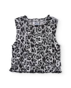 -Top fille en tissu tissé avec motif animalier