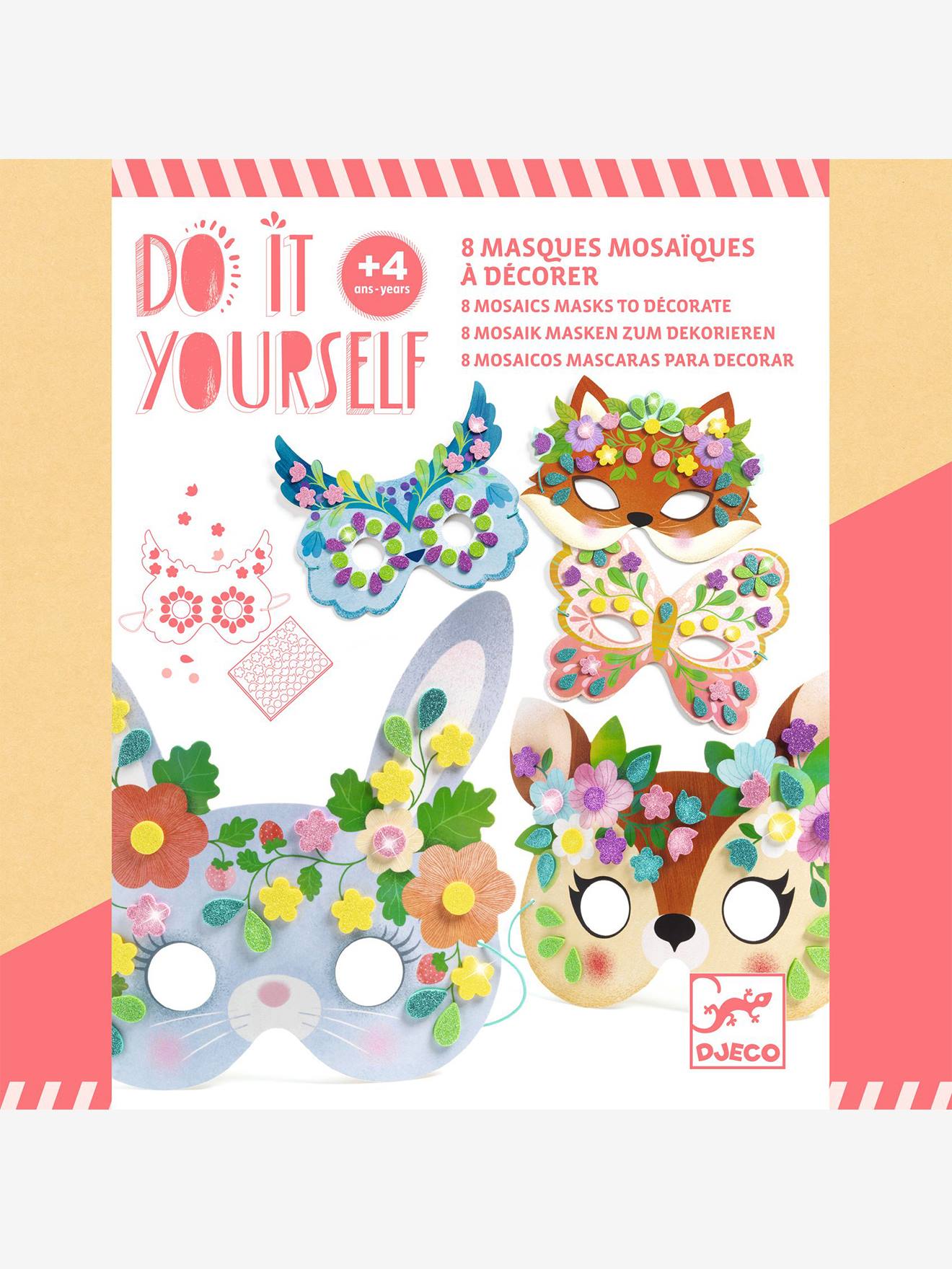 Lot 5 masques animaux DIY rose