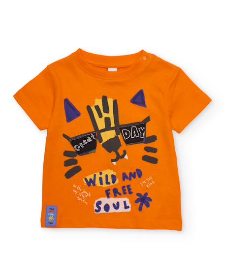 Bébé-T-shirt, sous-pull-T-shirt-T-shirt garçon en maille avec imprimé tigre sur le devant