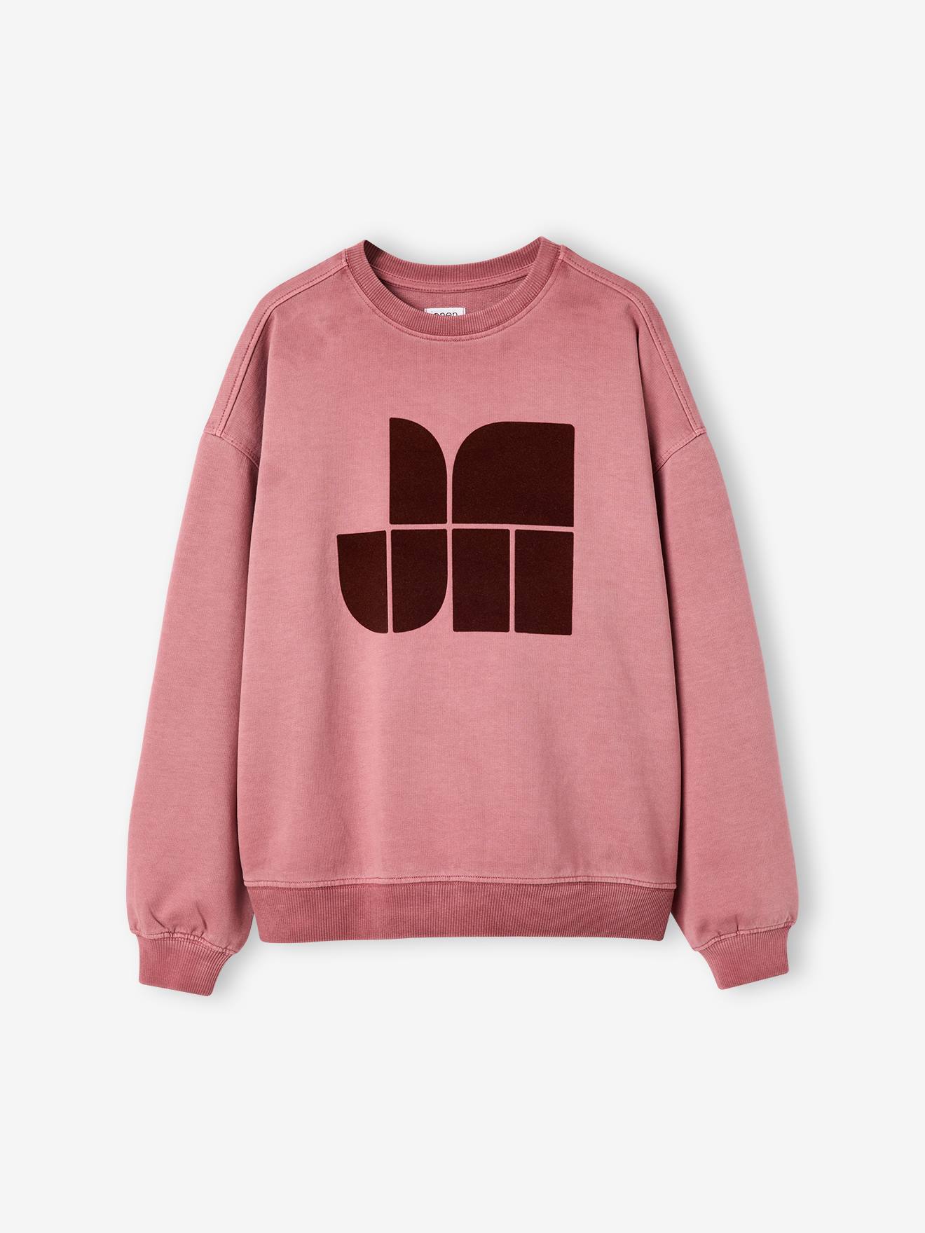 Sweat fille manches longues vieux rose